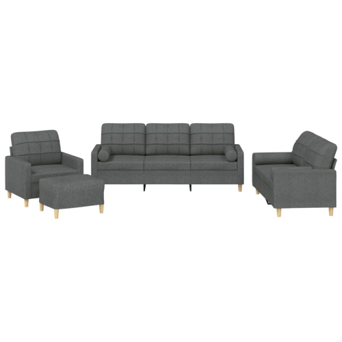 VIDAXL  4 Piece Sofa Set With Pillows Dark Fabric In Grey