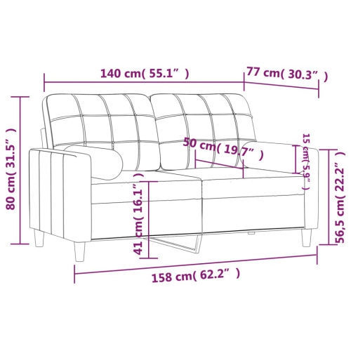 vidaXL 2-Seater Sofa with Throw Pillows Dark Grey 140 cm Fabric
