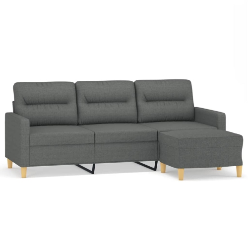 VIDAXL  3-Seater Sofa With Footstool Dark 180 Cm Fabric In Grey
