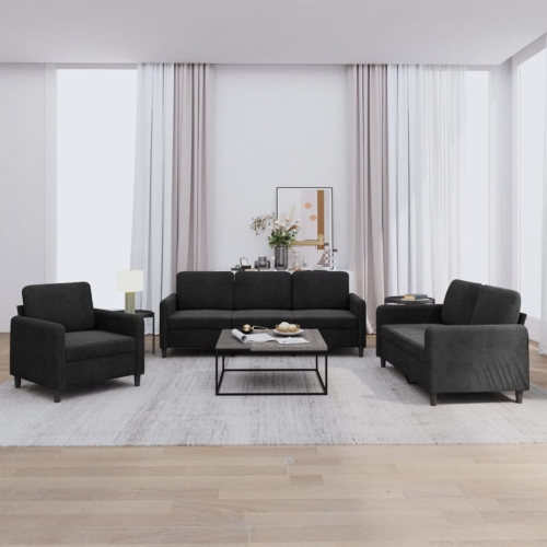 VIDAXL  3 Piece Sofa Set Black Velvet