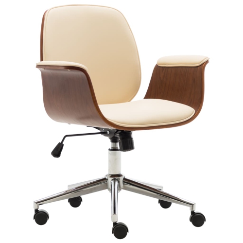 VIDAXL  Office Chair Cream Bent Wood And Faux Leather