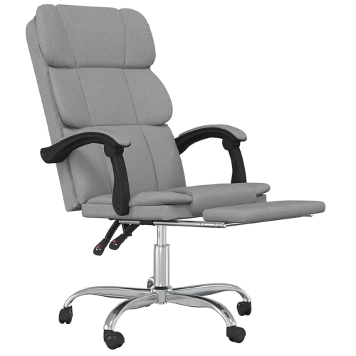 vidaXL Reclining Office Chair Light Grey Fabric
