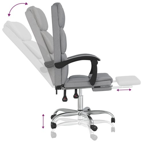 vidaXL Reclining Office Chair Light Grey Fabric