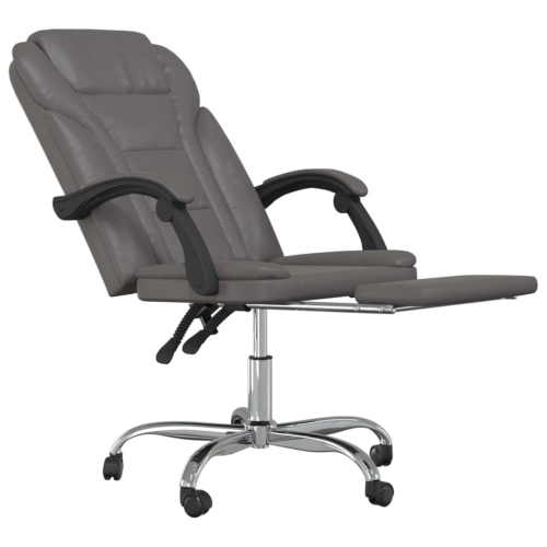 vidaXL Reclining Office Chair Grey Faux Leather
