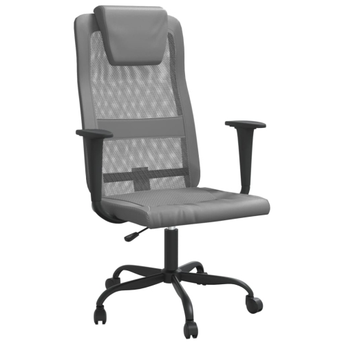 VIDAXL  Office Chair Grey Mesh Fabric And Faux Leather