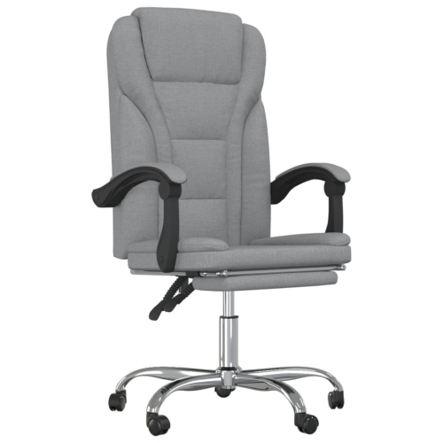 vidaXL Reclining Office Chair Light Grey Fabric