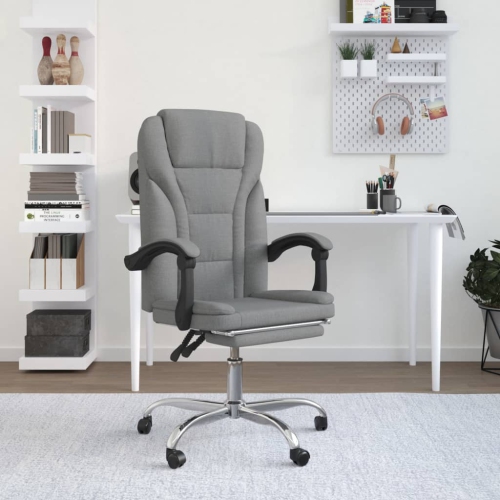 vidaXL Reclining Office Chair Light Grey Fabric
