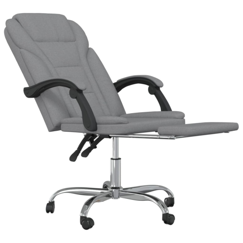 vidaXL Reclining Office Chair Light Grey Fabric