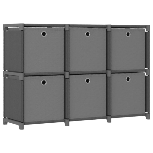 VIDAXL  6-Cube Display Shelf With Boxes 103X30X72.5 Cm Fabric In Grey