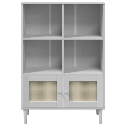 vidaXL Bookcase SENJA Rattan Look White 90x35x130 cm Solid Wood Pine