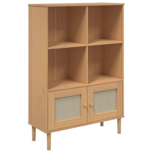 vidaXL Bookcase SENJA Rattan Look Brown 90x35x130 cm Solid Wood Pine