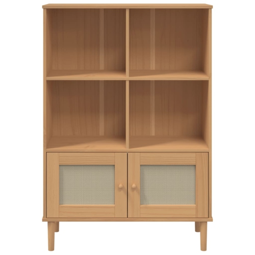 vidaXL Bookcase SENJA Rattan Look Brown 90x35x130 cm Solid Wood Pine