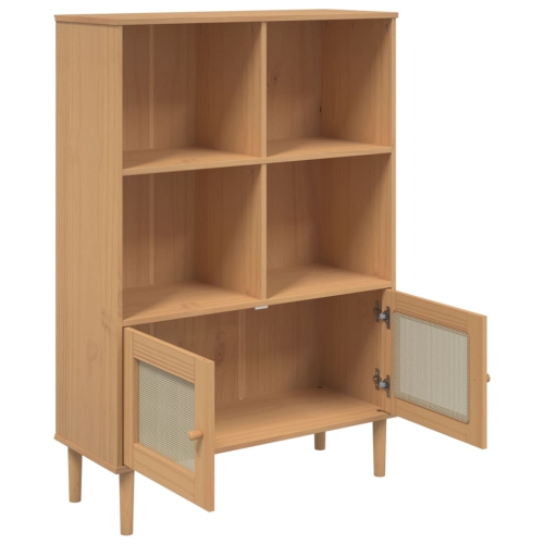 vidaXL Bookcase SENJA Rattan Look Brown 90x35x130 cm Solid Wood Pine