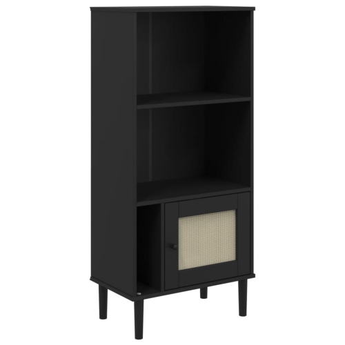 VIDAXL  Bookcase Senja Rattan Look Black 60X35X130 Cm Solid Wood Pine