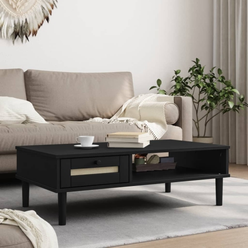 VIDAXL  Coffee Table Senja Rattan Look 100X55X33 Cm Solid Wood In Black