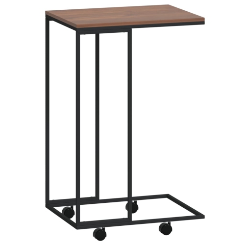 VIDAXL  Side Table With Wheels 40X30X63.5 Cm Engineered Wood In Black