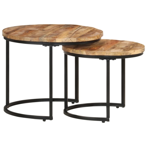 VIDAXL  Nesting Tables 2 PCs Rough Wood In Mango
