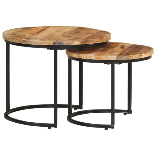 vidaXL Nesting Tables 2 pcs Rough Mango Wood
