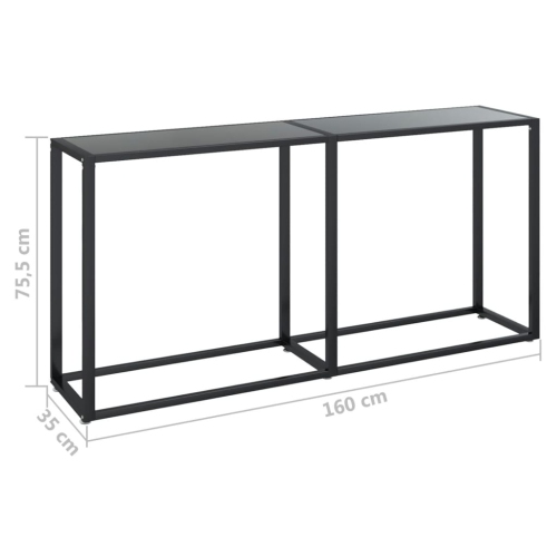 Table console de salon noire de vidaXL 160x35xverre trempé 75,5 cm