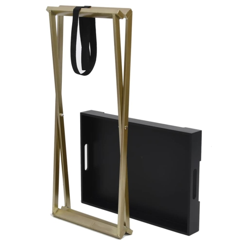 vidaXL Folding Table Gold and Black 48x34x61 cm MDF