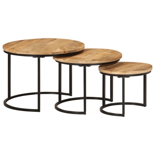 vidaXL Nesting Tables 3 pcs Solid Rough Wood Mango