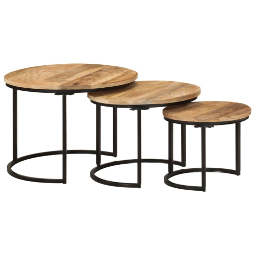 vidaXL Nesting Tables 3 pcs Solid Rough Wood Mango