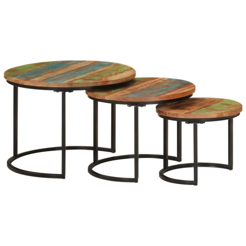 VIDAXL  Nesting Tables 3 PCs Solid Wood Reclaimed