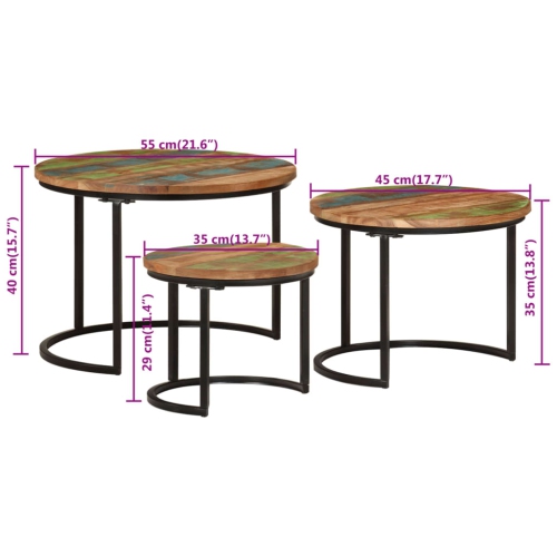 vidaXL Nesting Tables 3 pcs Solid Wood Reclaimed