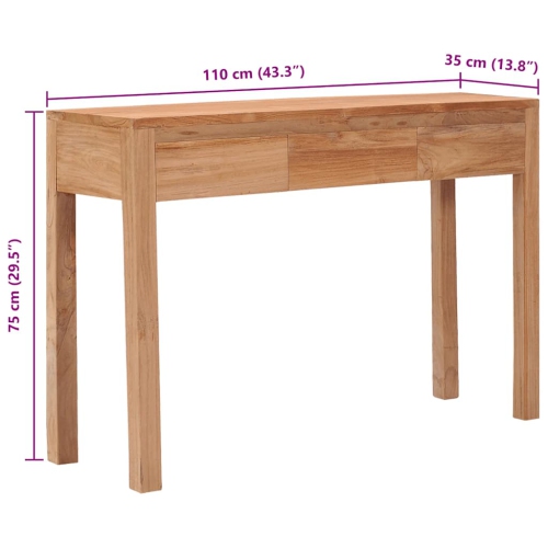 Table console VIdaXL en teck massif 110 x 35 x 35 po de 75 cm