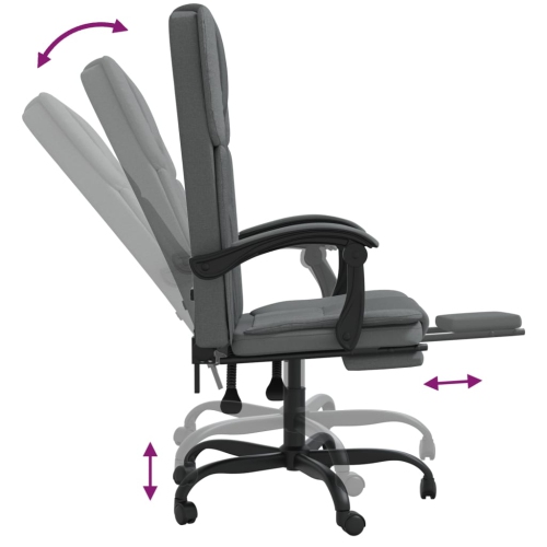 vidaXL Reclining Office Chair Dark Grey Fabric