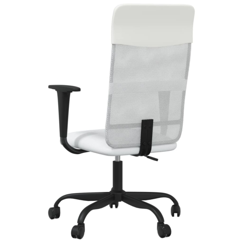 vidaXL Office Chair Height Adjustable White Mesh Fabric and Faux Leather