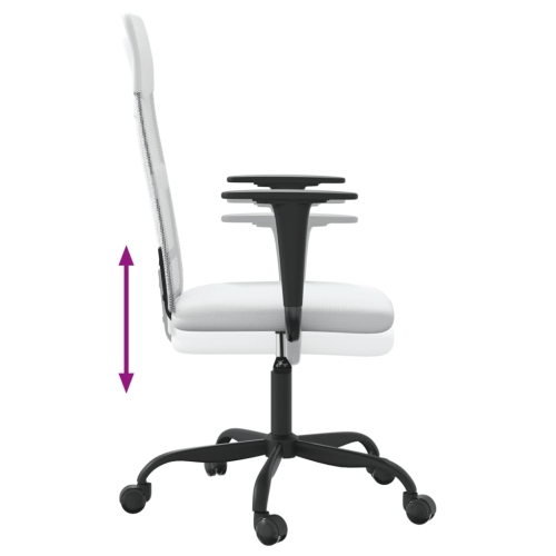 vidaXL Office Chair Height Adjustable White Mesh Fabric and Faux Leather