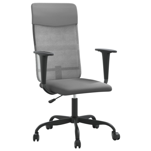 vidaXL Office Chair Height Adjustable Grey Mesh Fabric and Faux Leather
