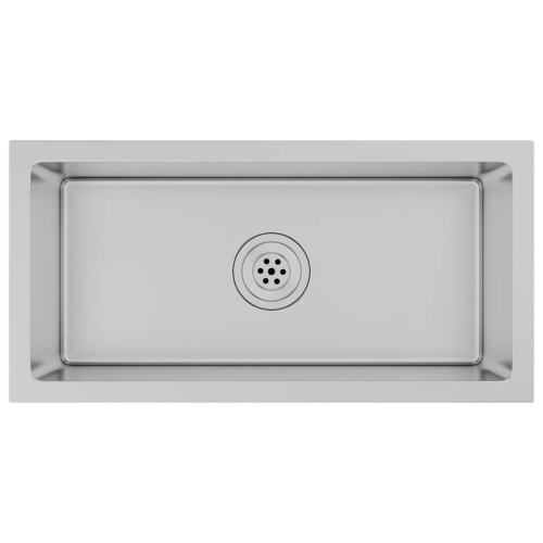 vidaXL 23.6-inch Kitchen Sink with Strainer, Top-Mount Sink Single Bowl, Silver Stainless Steel