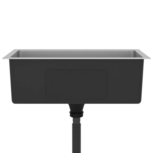 vidaXL 23.6-inch Kitchen Sink with Strainer, Top-Mount Sink Single Bowl, Silver Stainless Steel