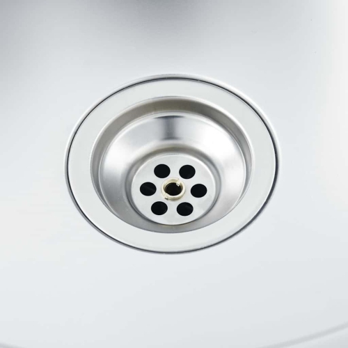 vidaXL 23.6-inch Kitchen Sink with Strainer, Top-Mount Sink Single Bowl, Silver Stainless Steel