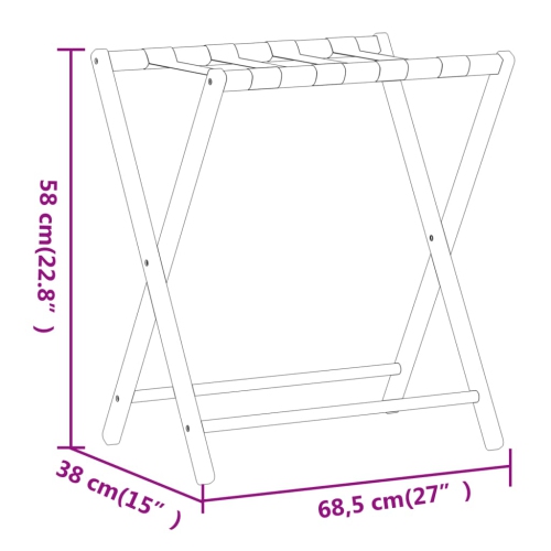 vidaXL Luggage Rack 68.5x38x58 cm Bamboo