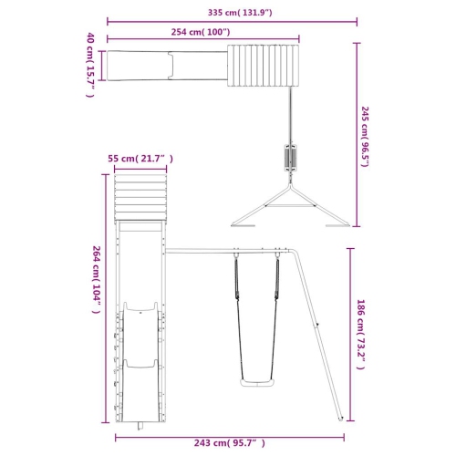vidaXL Outdoor Playset Solid Wood Douglas