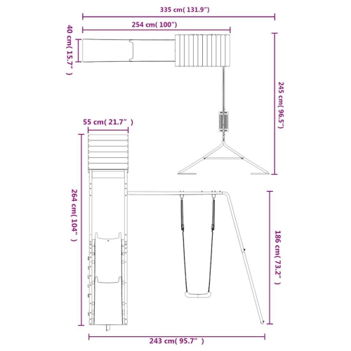 vidaXL Outdoor Playset Solid Wood Pine