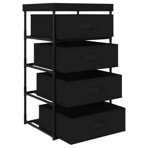vidaXL Storage Rack with 4 Fabric Baskets Steel Black