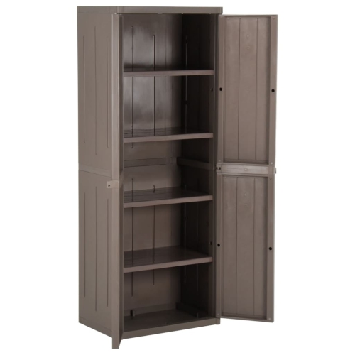 vidaXL Garden Storage Cabinet Brown 65x45x172 cm PP Wood Look