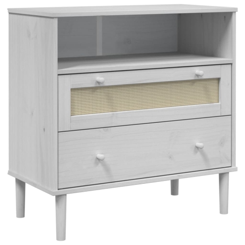 vidaXL Sideboard SENJA Rattan Look White 80x40x80 cm Solid Wood Pine