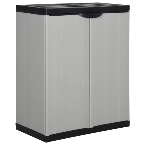 vidaXL Garden Storage Cabinet with 1 Shelf Grey and Black 68x40x85 cm