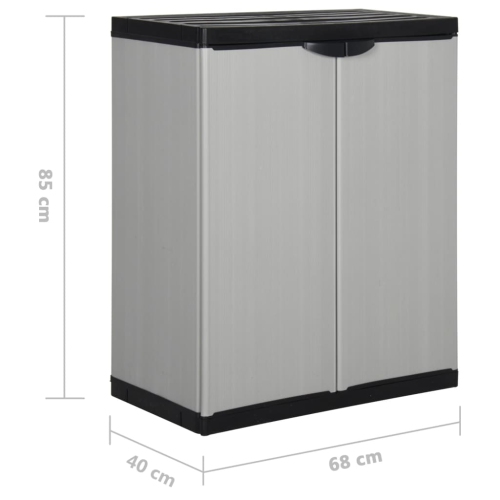 vidaXL Garden Storage Cabinet with 1 Shelf Grey and Black 68x40x85 cm