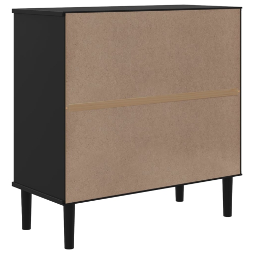 vidaXL Sideboard SENJA Rattan Look Black 80x35x80 cm Solid Wood Pine