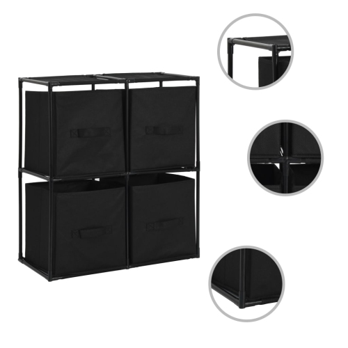 Armoire de rangement vidaXL avec 4 paniers en tissu noir 63x3071&nbsp;cm acier