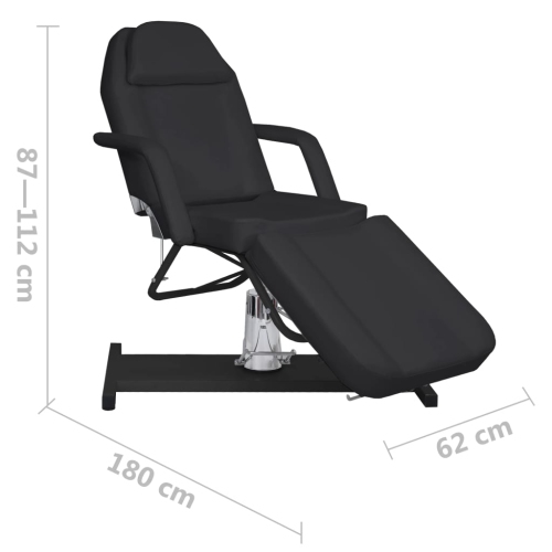 vidaXL Massage Table Black 180x62x(87-112) cm