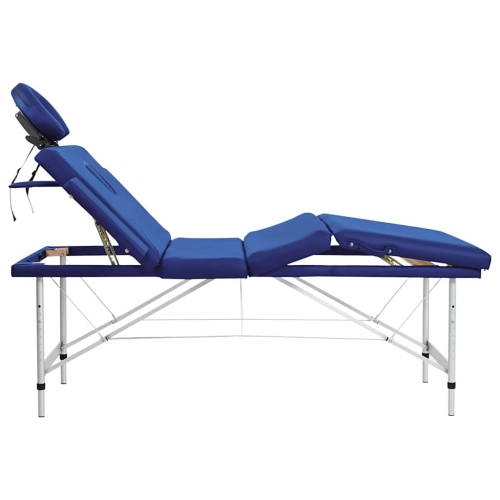 Table de massage pliable bleue à 4 zones avec cadre en aluminium