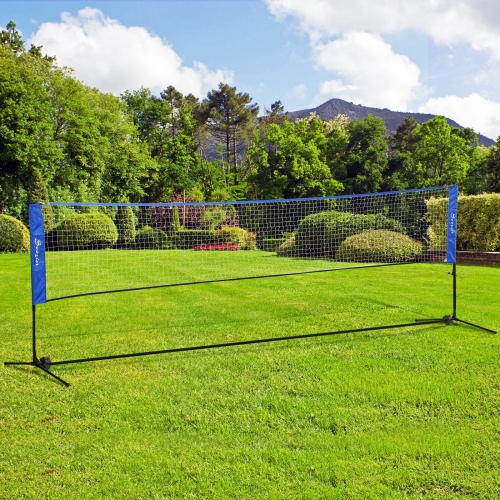 Soozier Portable Badminton Net, 14ft Volleyball Net, Foldable and Height Adjustable with Carry Bag, for Tennis, Badminton and Pickleball, Court Beach