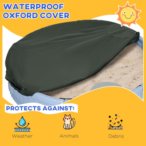 Bac à sable avec couvercle pour enfants Outsunny, bac à sable extérieur avec siège en coin, assemblage facile, station de sable de jeu pour la cour,